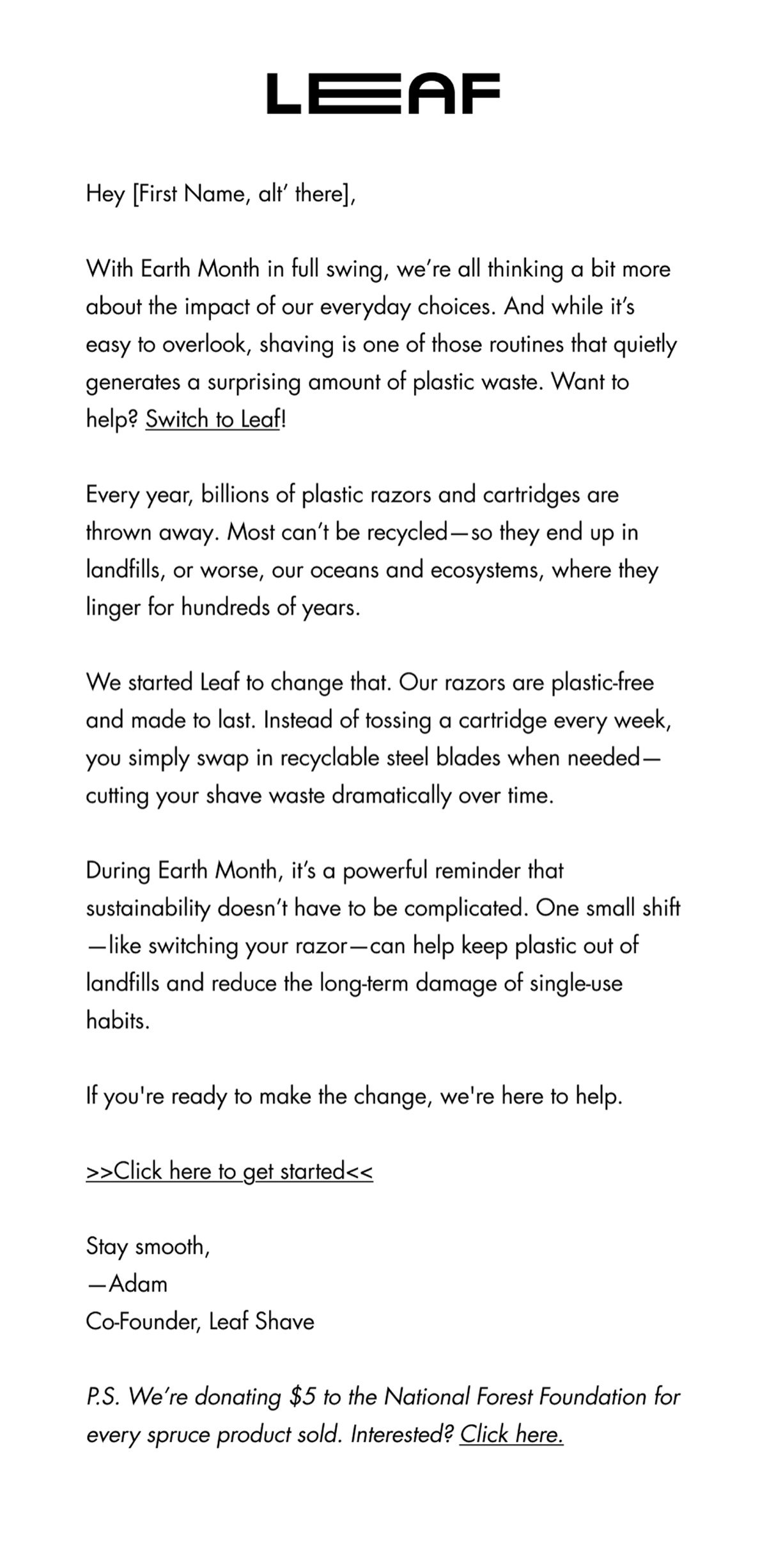 Leaf Shave — Earth Month